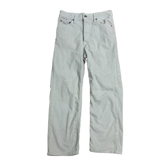 Levi’s Corduroy Pants Cream White Ribcage Straight Leg Cropped Size 29 - Picture 3 of 9
